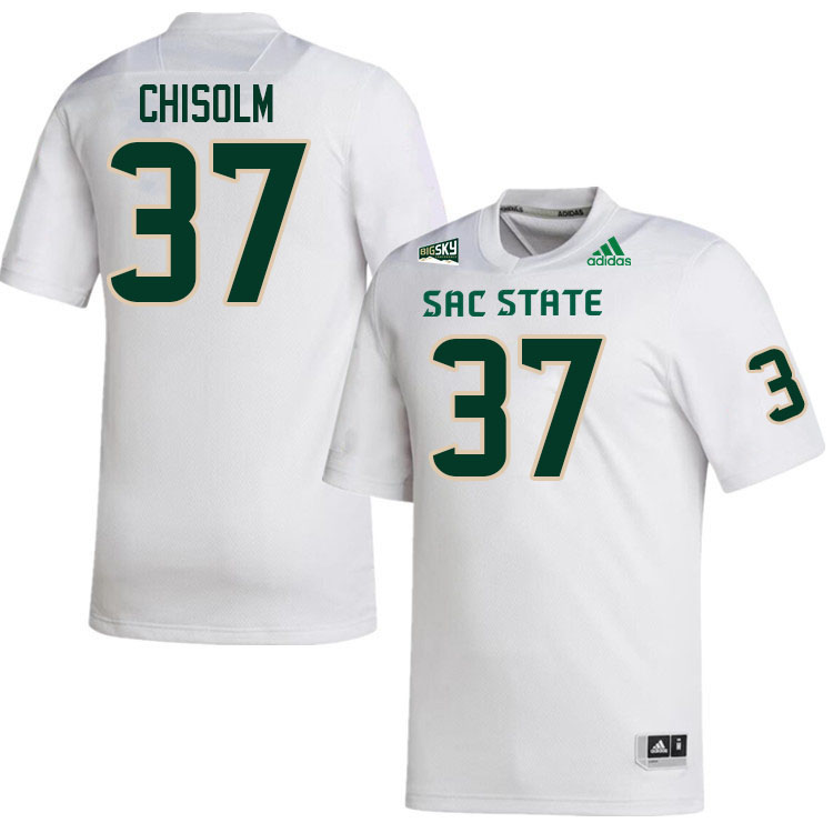 Sacramento State Hornets #37 Xander Chisolm College Football Jerseys Stitched Sale-White